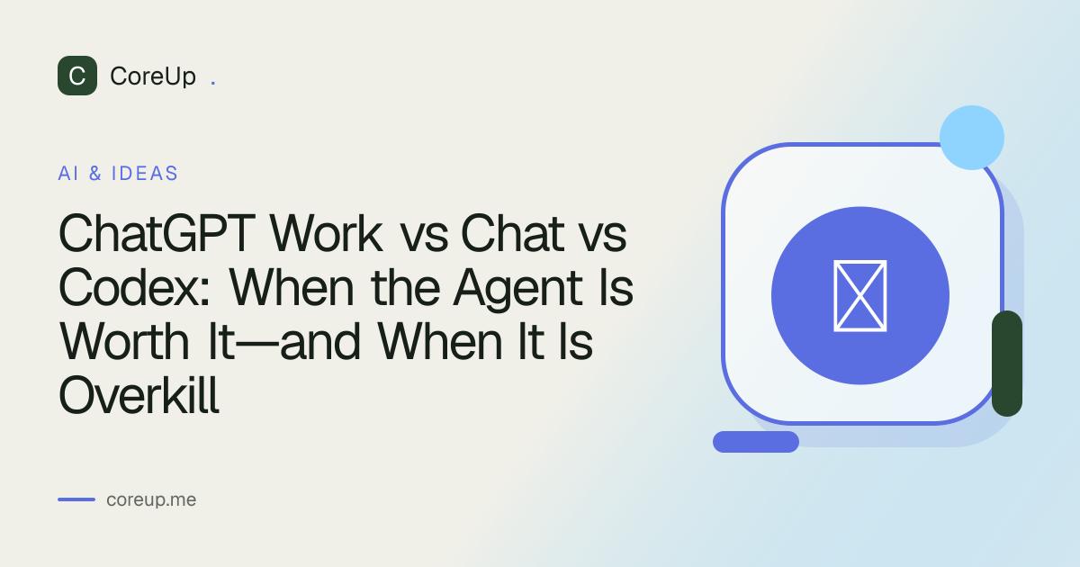 ChatGPT Work vs Chat vs Codex: When the Agent Is Worth It—and When It Is Overkill