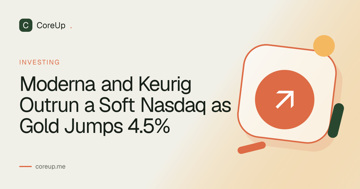 Moderna and Keurig Outrun a Soft Nasdaq as Gold Jumps 4.5%