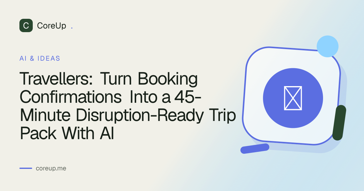 Travellers: Turn Booking Confirmations Into a 45-Minute Disruption-Ready Trip Pack With AI